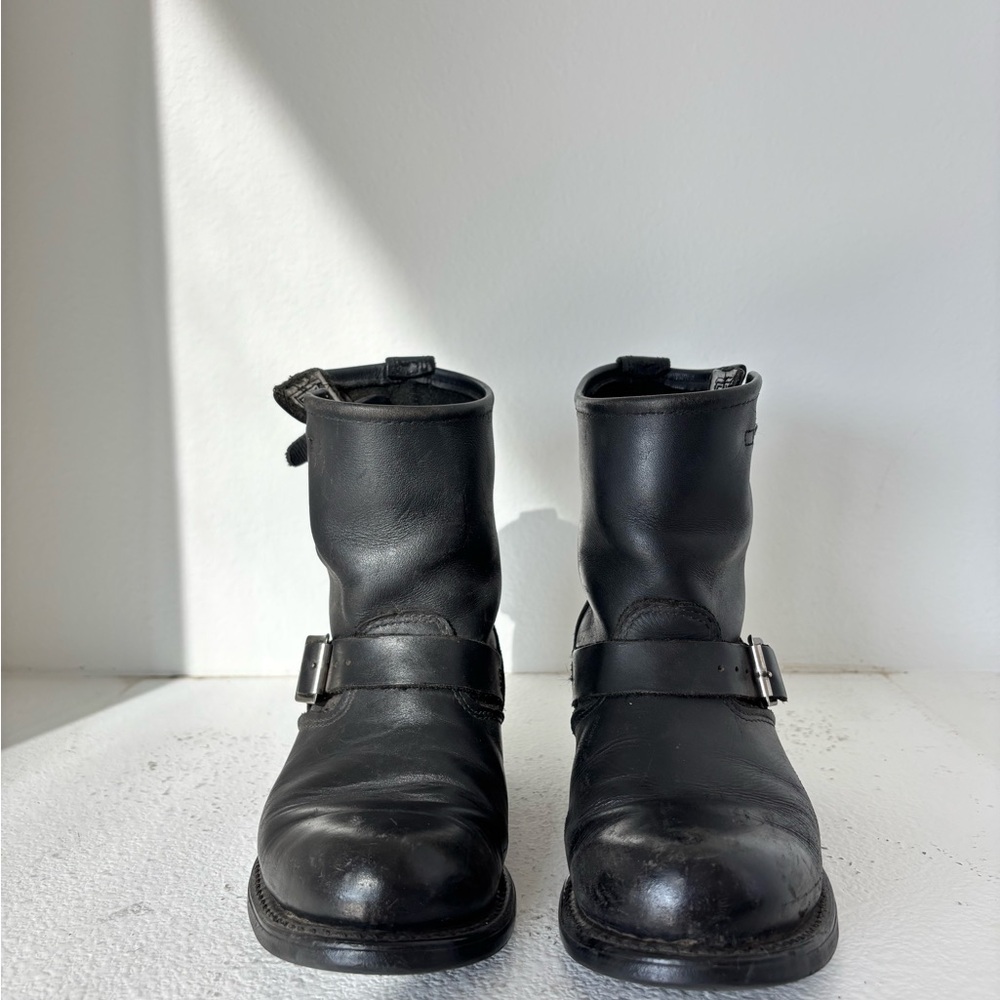 Frye Black Leather moto ankle Boots